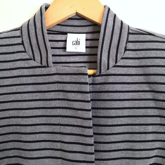 NWOT Cabi Striped Car Coat Navy Gray Long Lightweight 3/4 Sleeve Size S - Picture 5 of 10